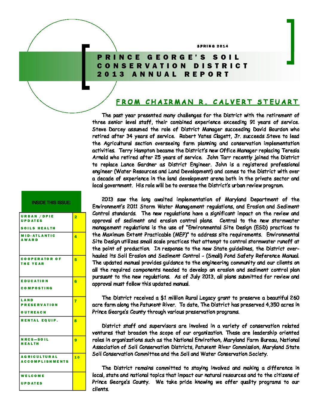 2013 Annual Report Prince Soil Conservation District